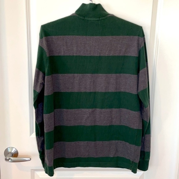 U. S. POLO ASSN. | Men’s Green & Gray Horizontal Striped Quarter Zip Long Sleeve - Picture 6 of 6